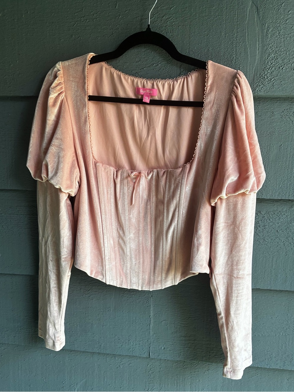 NWOT! Dolls Kill Sugar Thrillz Ballet Dream Velour Pink Corset Top with Boning